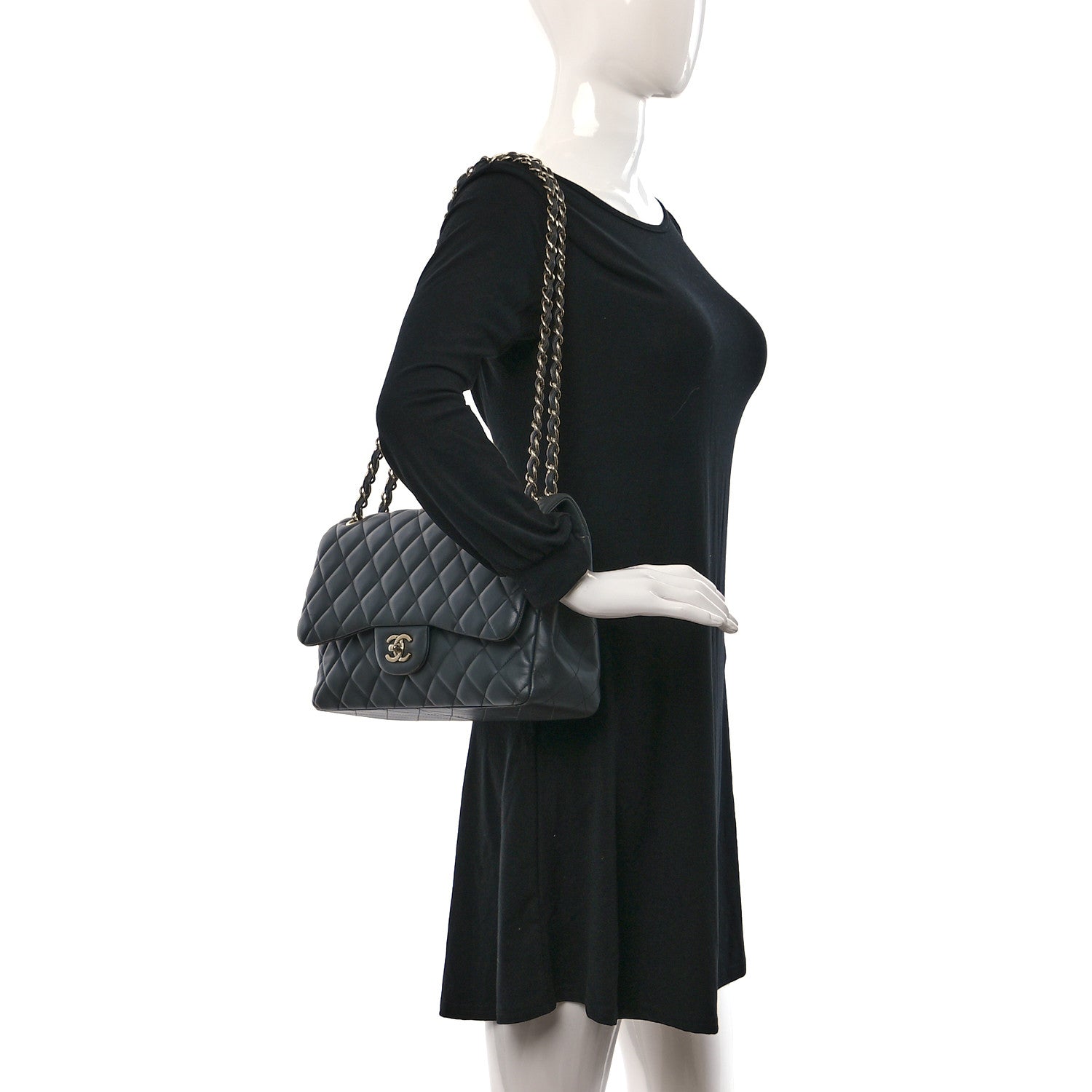 Chanel Lambskin Quilted Jumbo Double Flap Grey 2 of 10