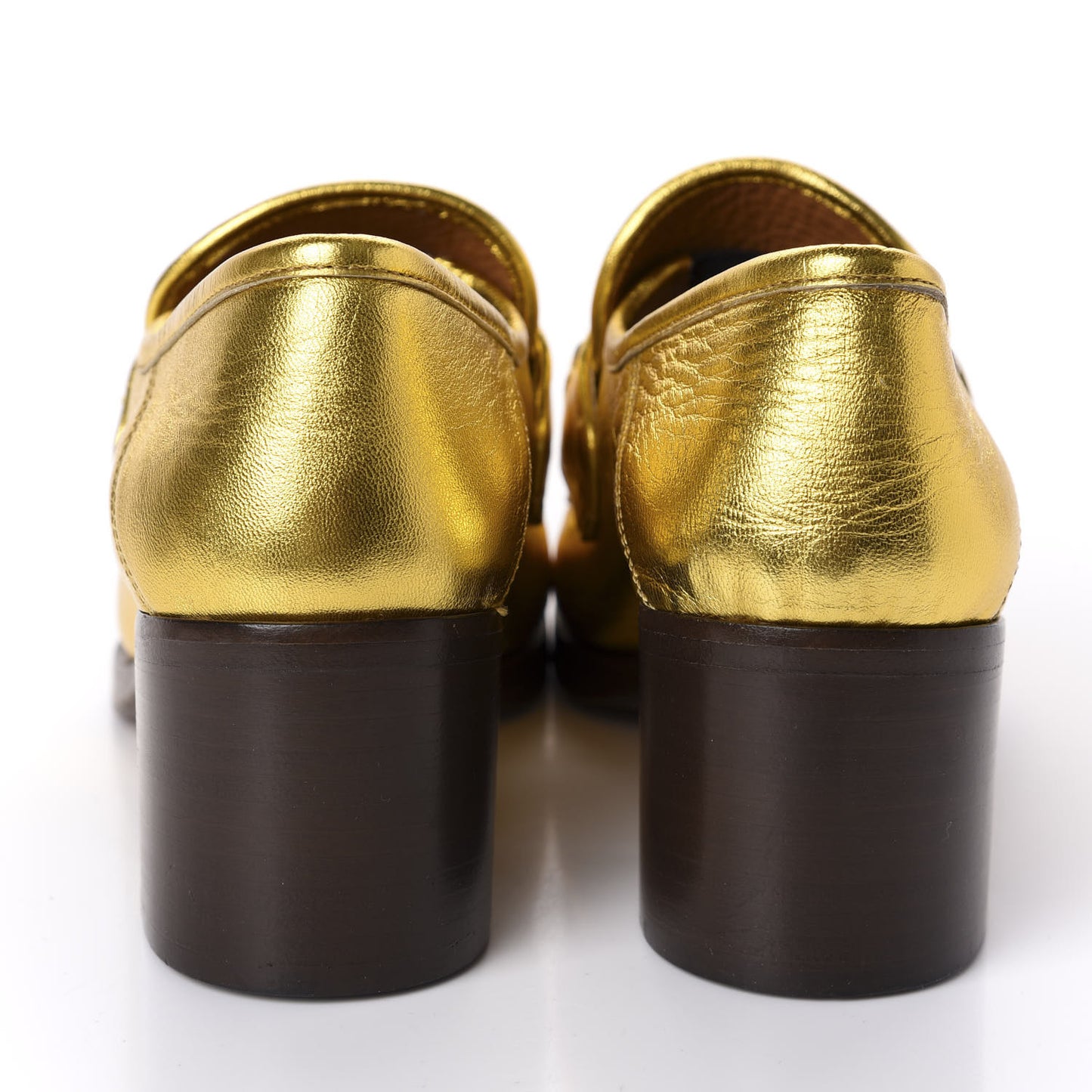 Metallic Malaga Kid Horsebit Loafer Pumps 37 Gold