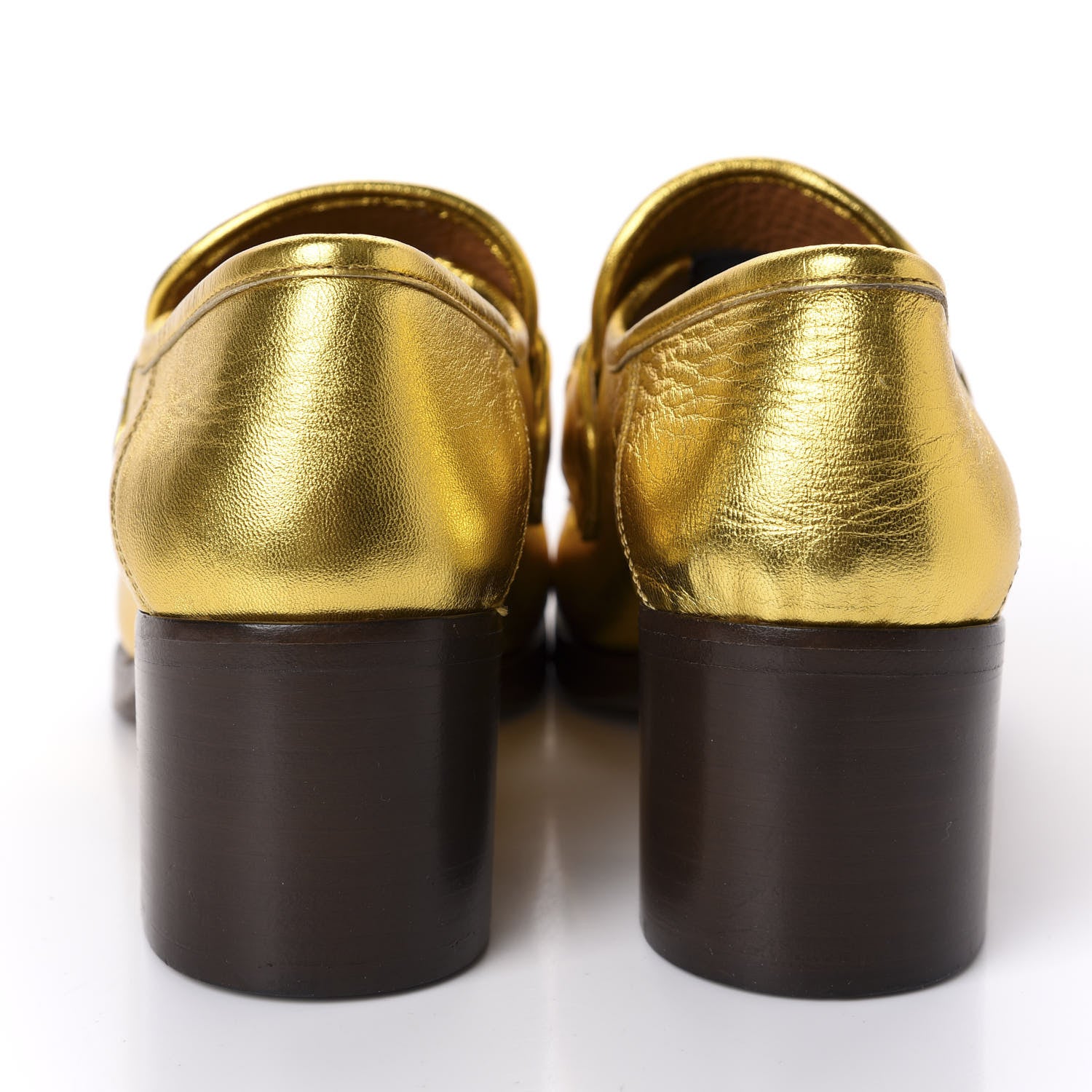 Gucci Metallic Malaga Kid Horsebit Loafer Pumps 37 Gold 6 of 11
