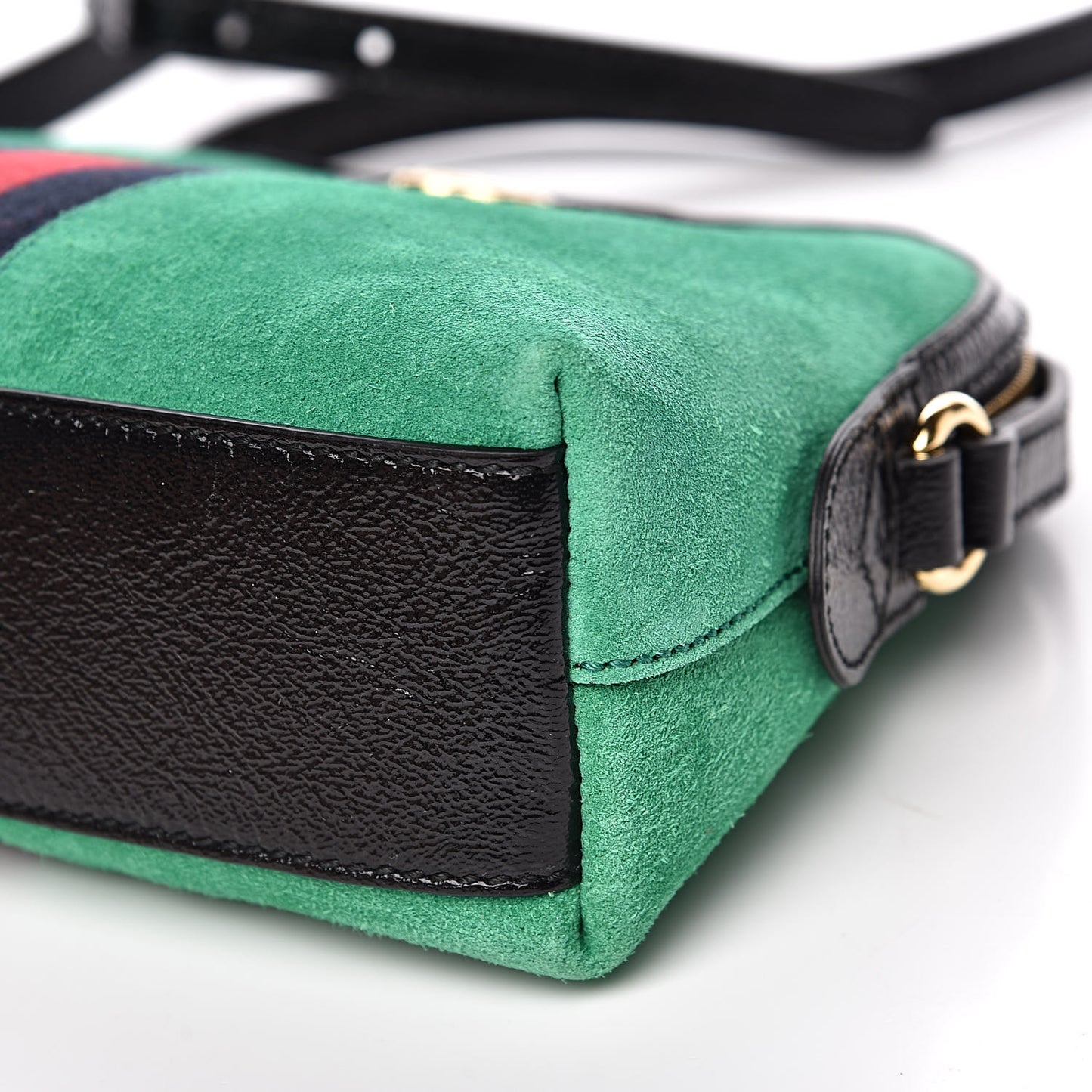 Suede Patent GG Web Small Ophidia Dome Shoulder Bag New Shamarock Black