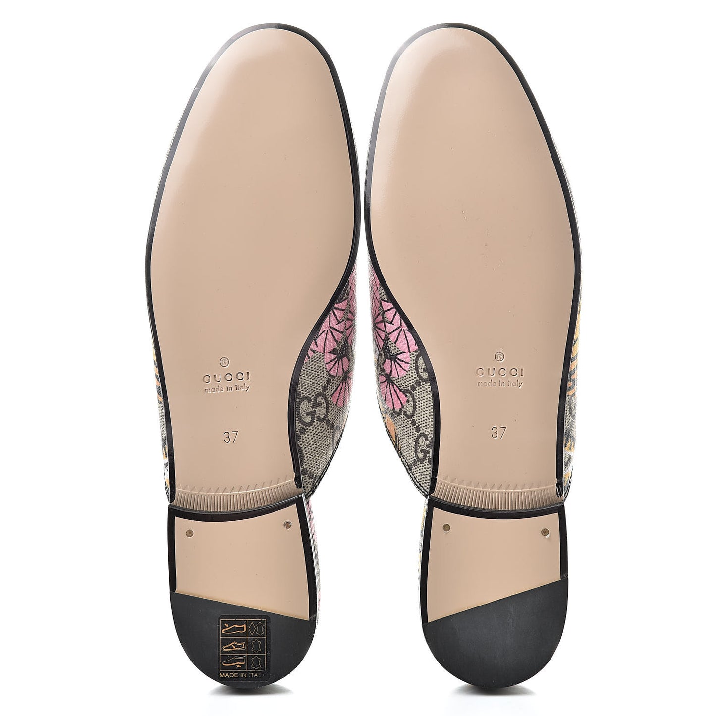 GG Supreme Monogram Bengal Womens Princetown Slippers 37 Beige Crop Pink