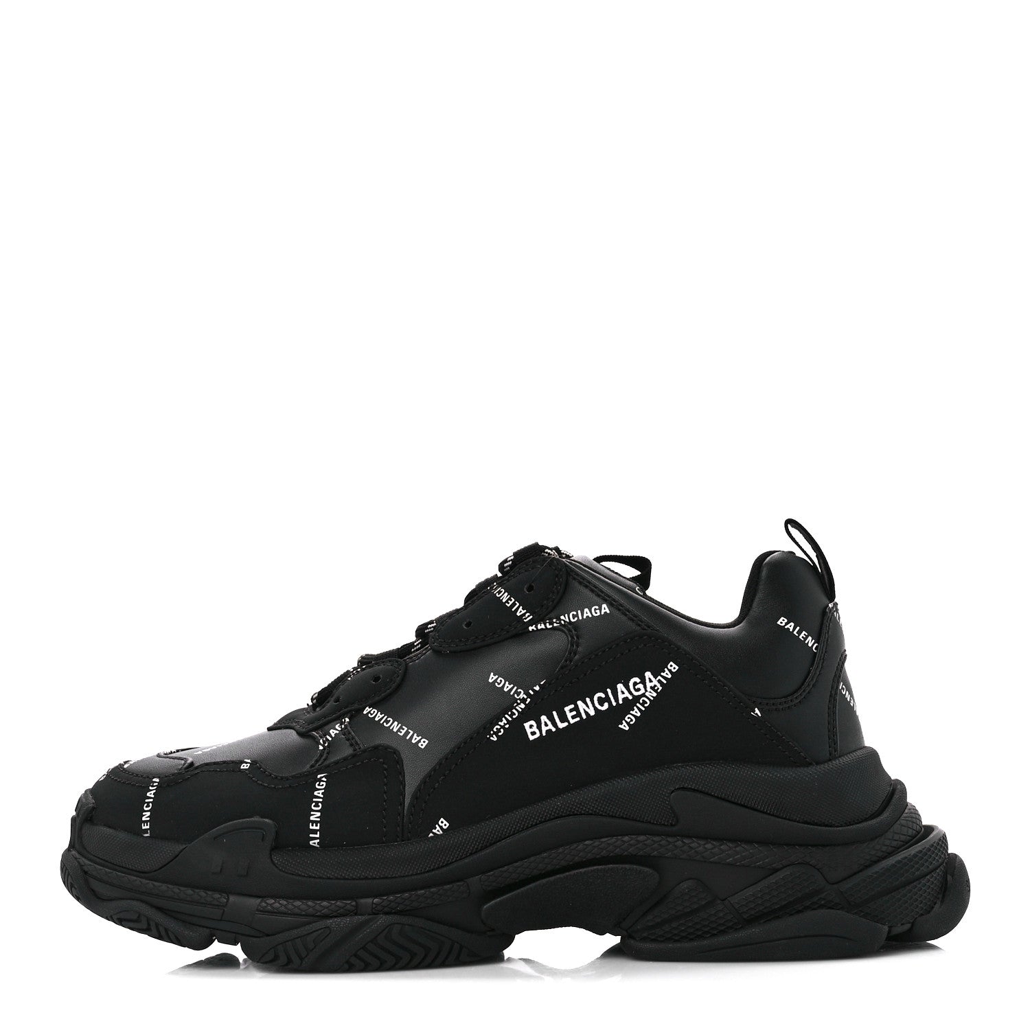Balenciaga Technical Fabric Allover Logo Mens Triple S Sneakers 44 Black White 1 of 9