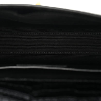 Saint Laurent Shiny Calfskin Crocodile Embossed Small Manhattan Baguette Black 5 of 11
