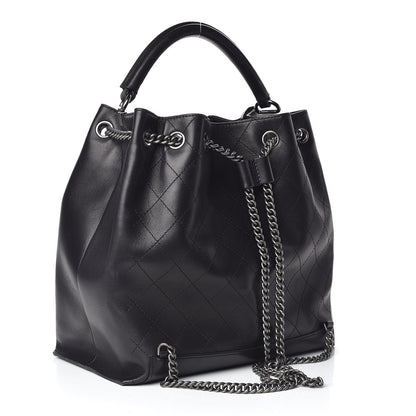 Chanel Calfskin Stitched Large Urban Luxury Drawstring Backpack Black 3 of 10