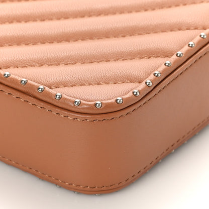 Chanel Lambskin Chevron Quilted Studded Small Clutch With Chain Beige 10 of 10