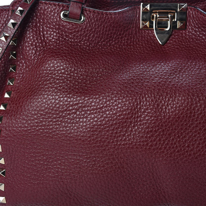 Valentino Garavani Pebbled Calfskin Medium Rockstud Tote Cremisi 8 of 12