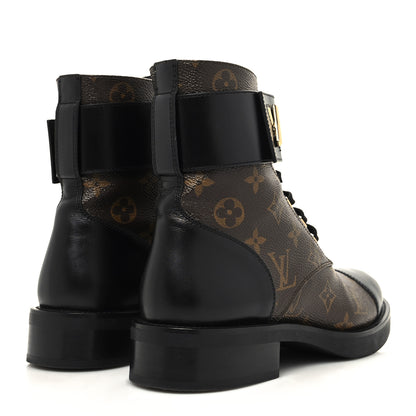 Louis Vuitton Calfskin Monogram Wonderland Flat Ranger Boots 39 Black 4 of 9