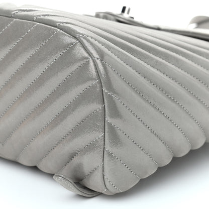 Chanel Metallic Iridescent Calfskin Chevron Quilted Small Urban Spirit Backpack Silver 6 of 8