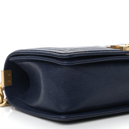 Chanel Caviar Chevron Quilted Medium Boy Flap Navy 8 of 10