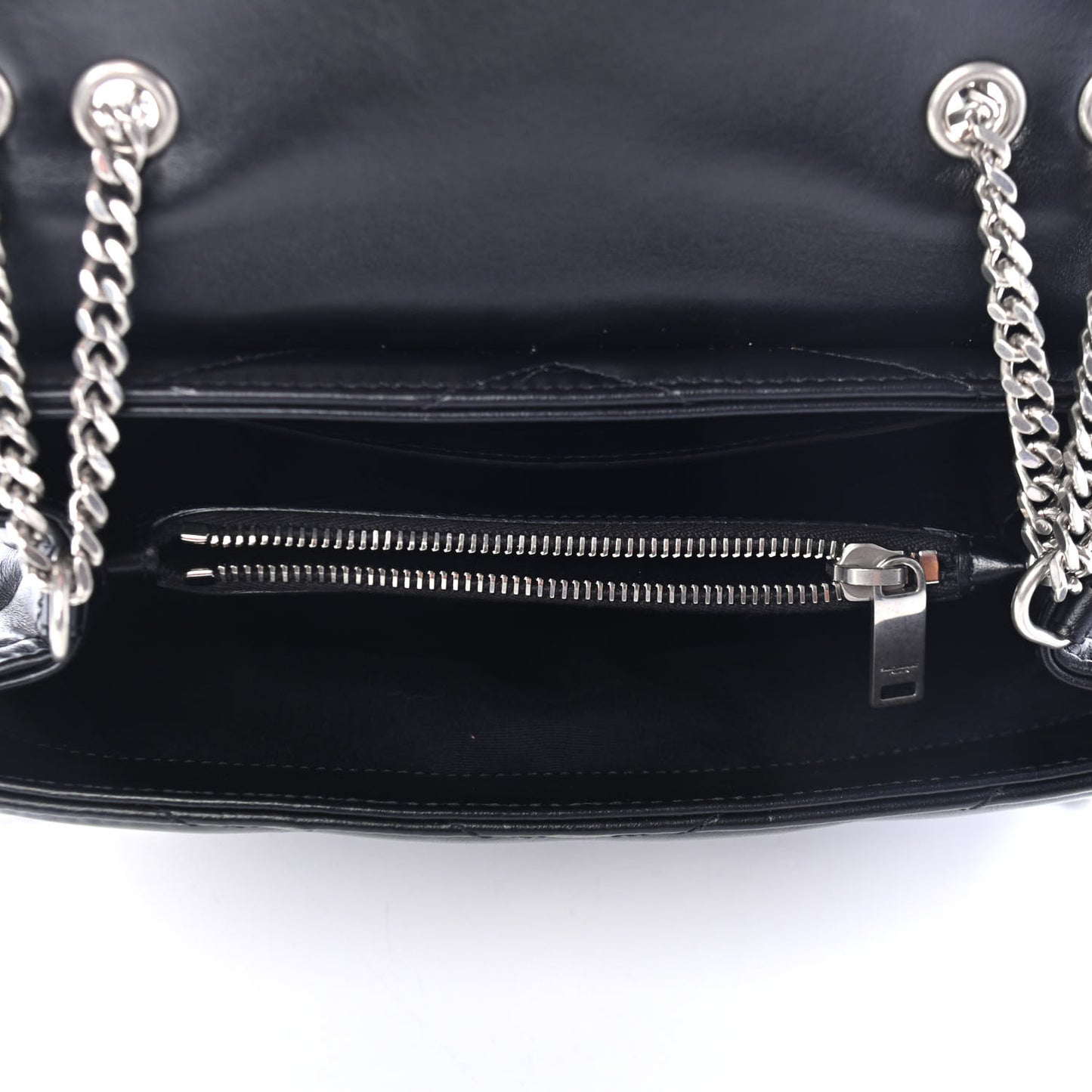 Calfskin Y Quilted Monogram Small Loulou Chain Satchel Black