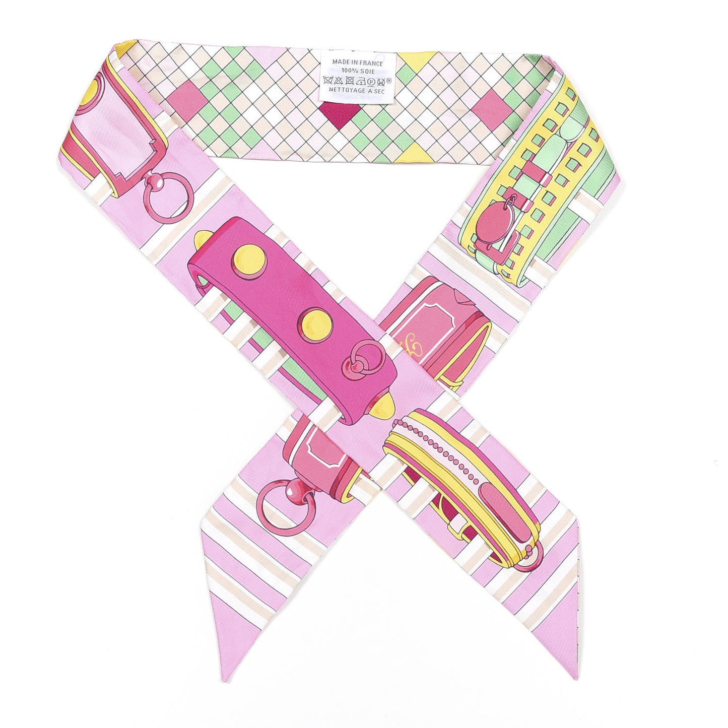 Silk Colliers De Chiens Remix Twilly Rose Vert Jaune
