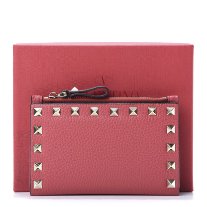 Valentino Garavani Pebbled Calfskin Rockstud Coin Case Card Holder Pink 7 of 7