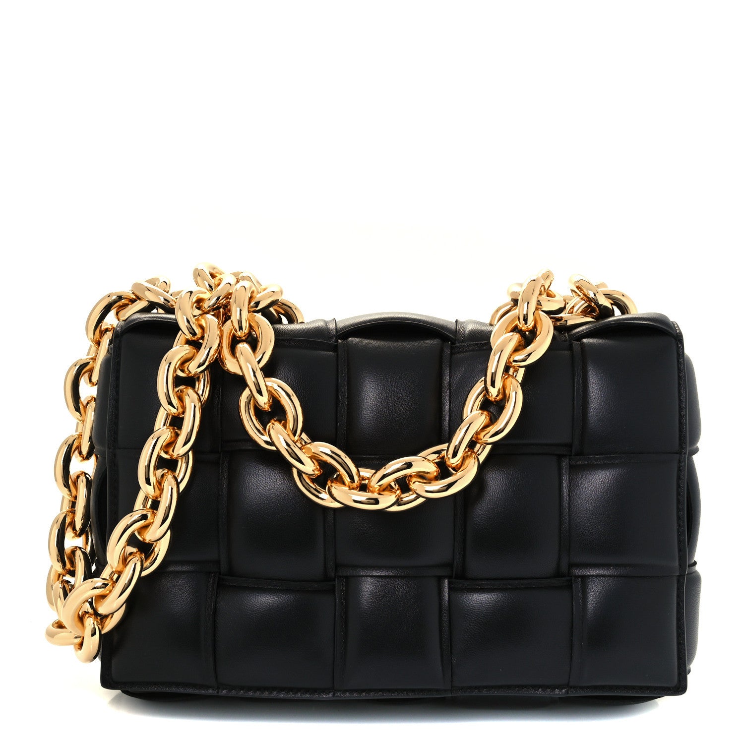 Bottega Veneta Lambskin Maxi Intreccio Padded Chain Cassette Crossbody Bag Black 1 of 12