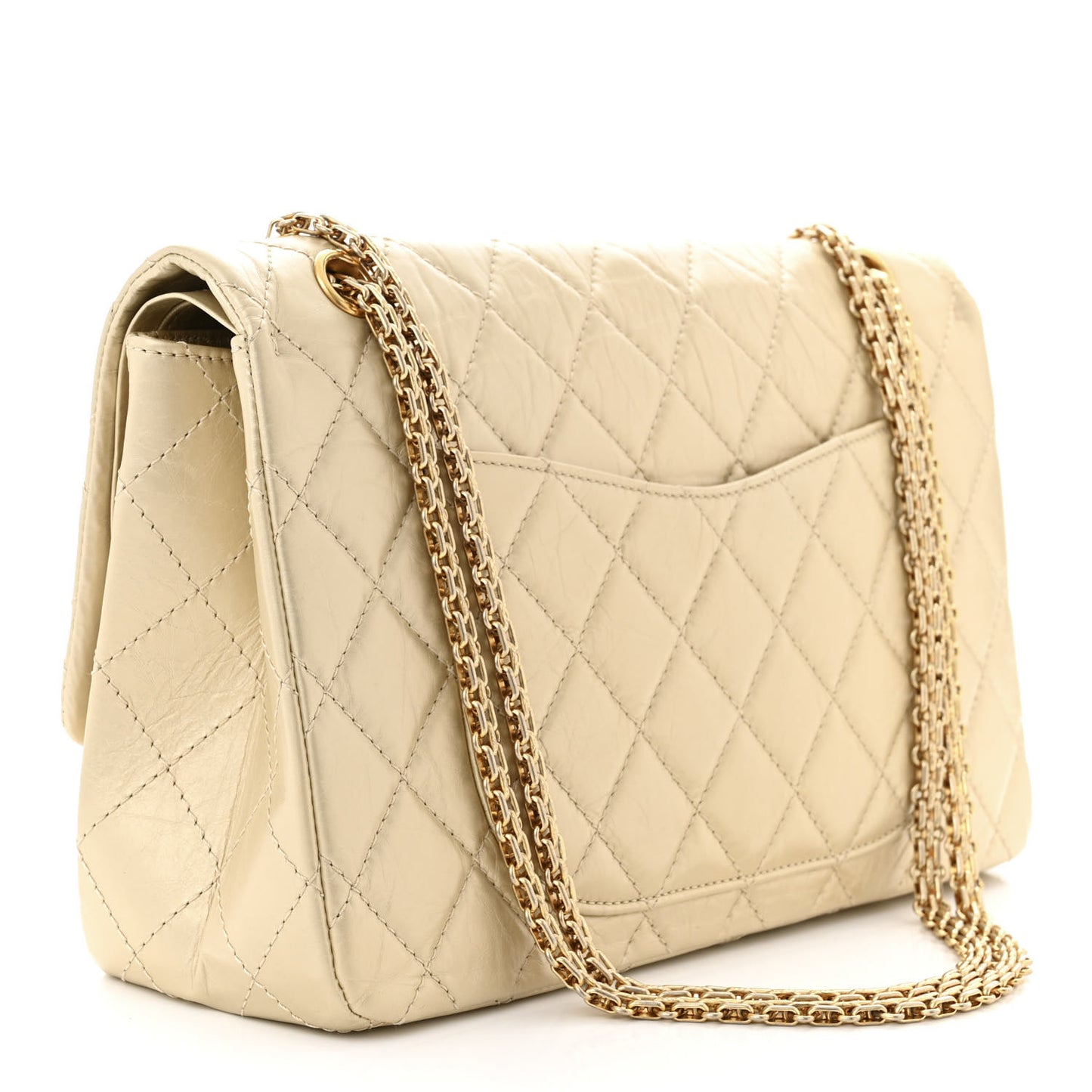 Metallic Aged Calfskin Quilted 2.55 Reissue 226 Flap Pale Gold