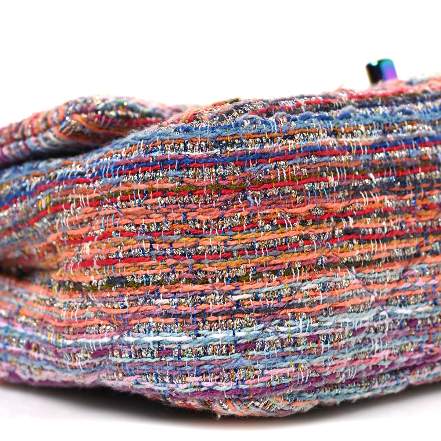 Tweed Quilted Mini Rectangular Flap Blue Pink Orange