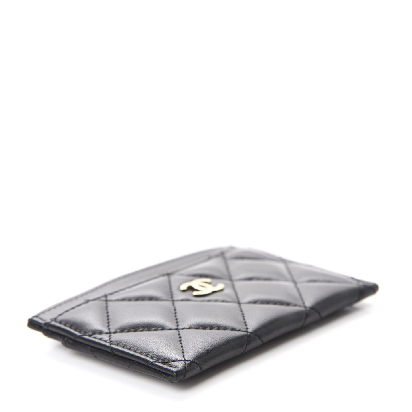Lambskin Quilted Card Holder Black