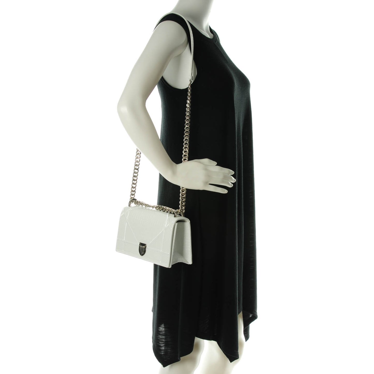 Patent Micro-Cannage Small Diorama Flap Bag White