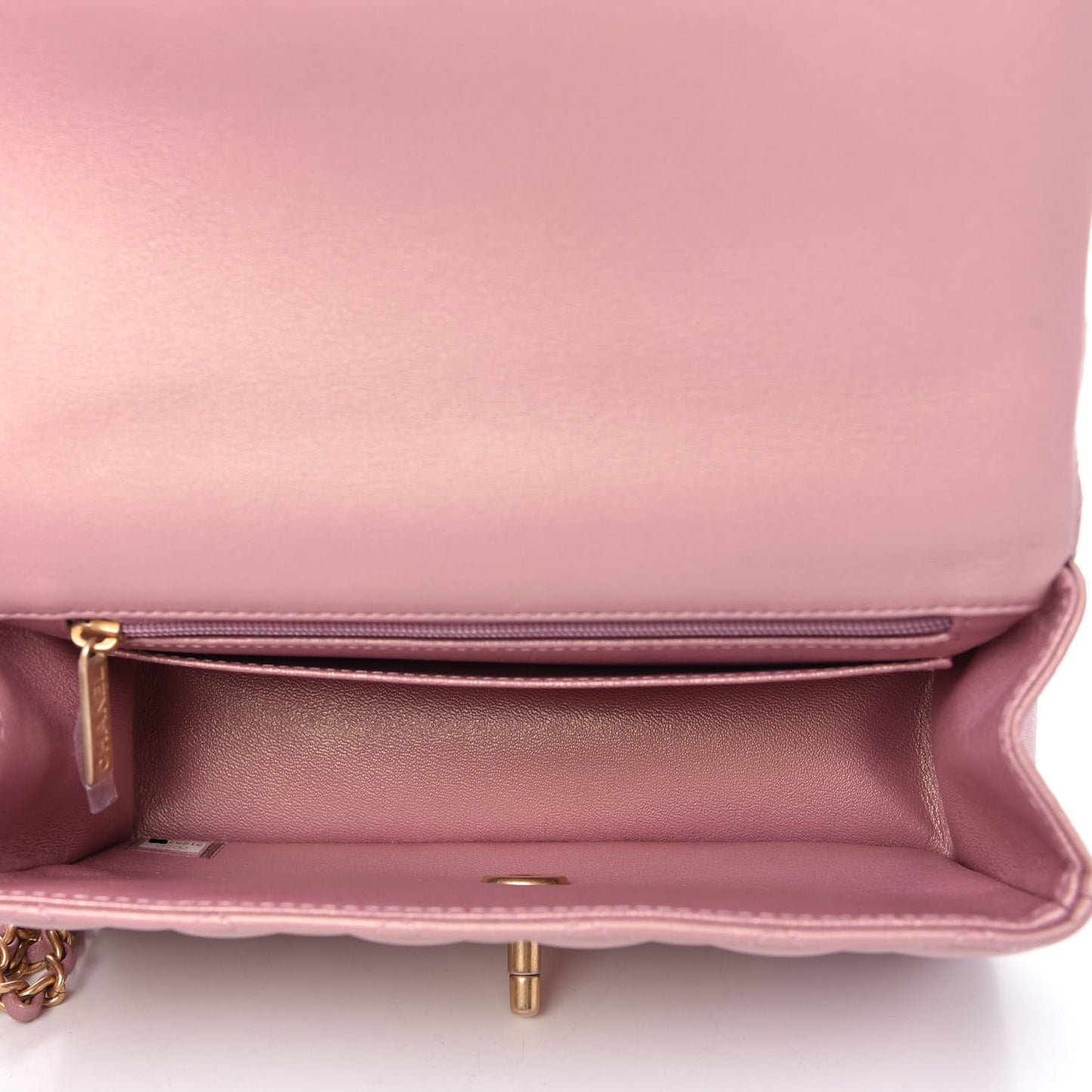Iridescent Lambskin Quilted Mini Top Handle Rectangular Flap Pink