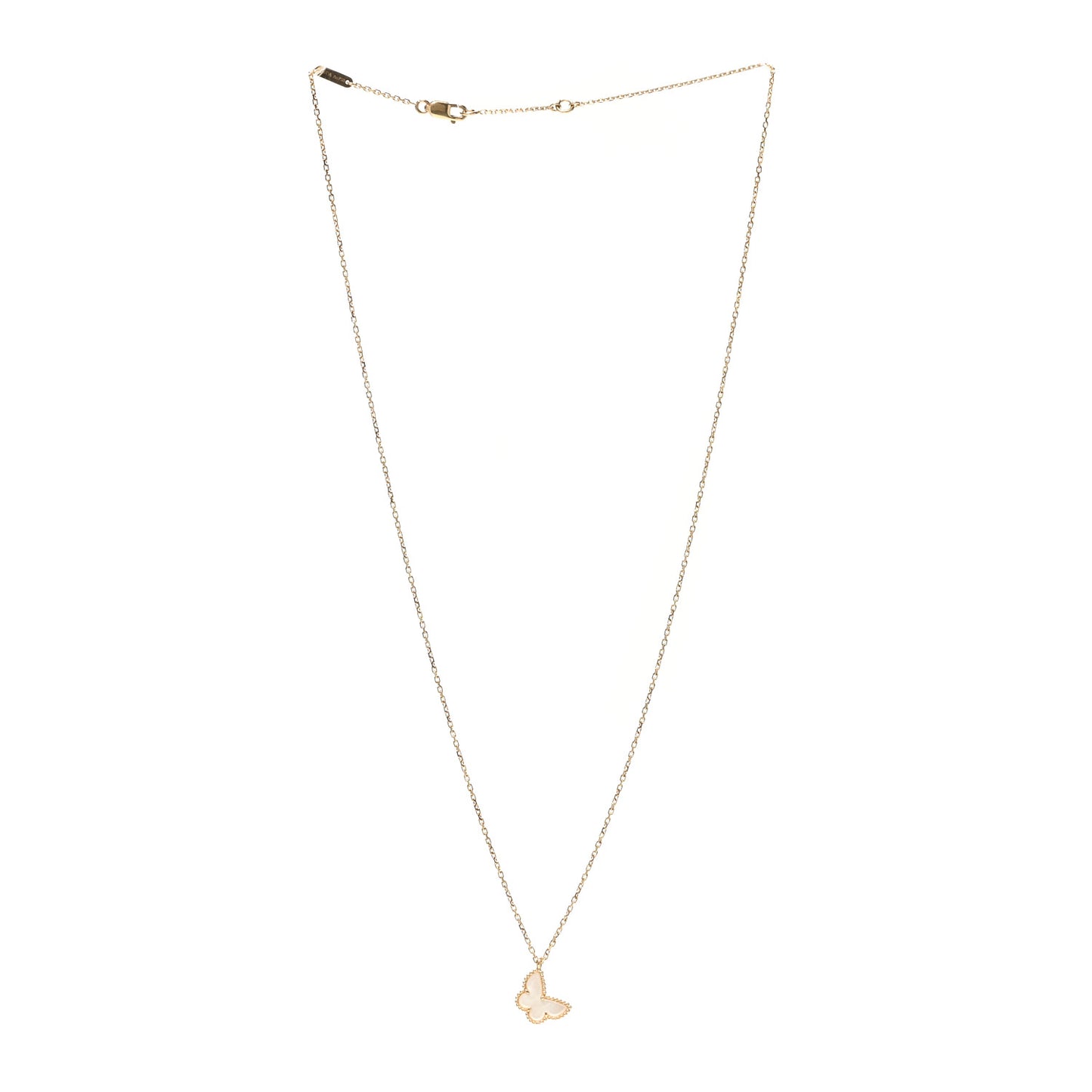 18K Yellow Gold Mother of Pearl Sweet Alhambra Butterfly Pendant Necklace