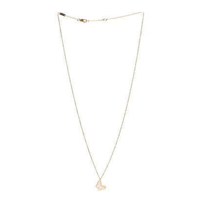 Van Cleef & Arpels 18K Yellow Gold Mother of Pearl Sweet Alhambra Butterfly Pendant Necklace 3 of 6