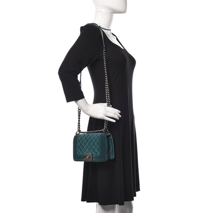 Chanel Velvet Quilted Small Boy Flap Turquoise 2 of 22