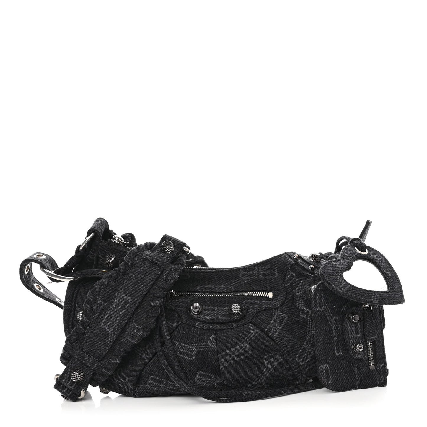 Denim BB Monogram Small Le Cagole Shoulder Bag Black