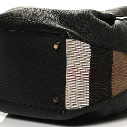 Burberry Grainy Calfskin House Check Small Maidstone Black 13 of 15