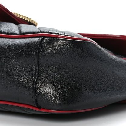 Gucci Vintage Effect Calfskin Matelasse Diagonal Small Torchon GG Marmont Shoulder Bag Black Romantic Cherry 9 of 9