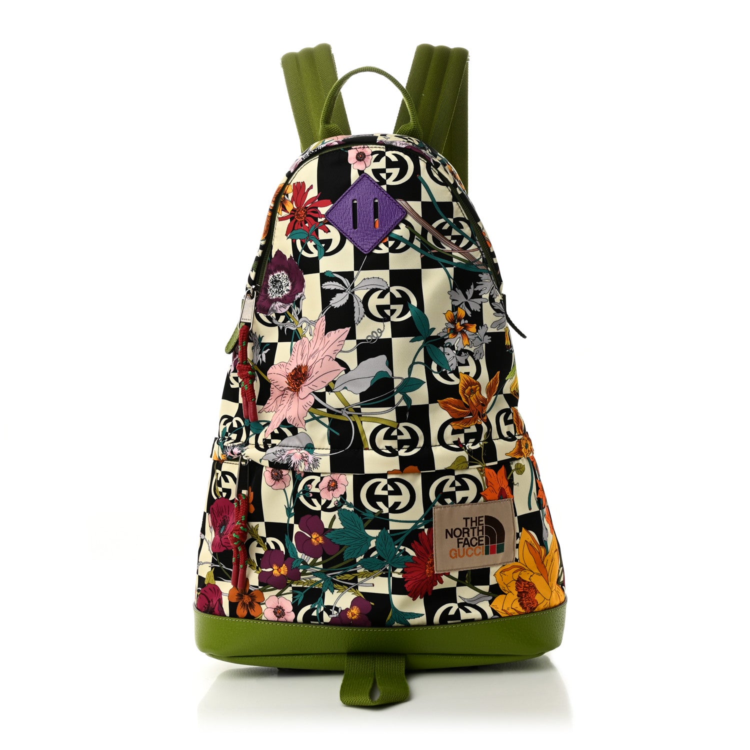 Gucci X THE NORTH FACE Econyl Nylon Floral Medium Backpack Green 1 of 11