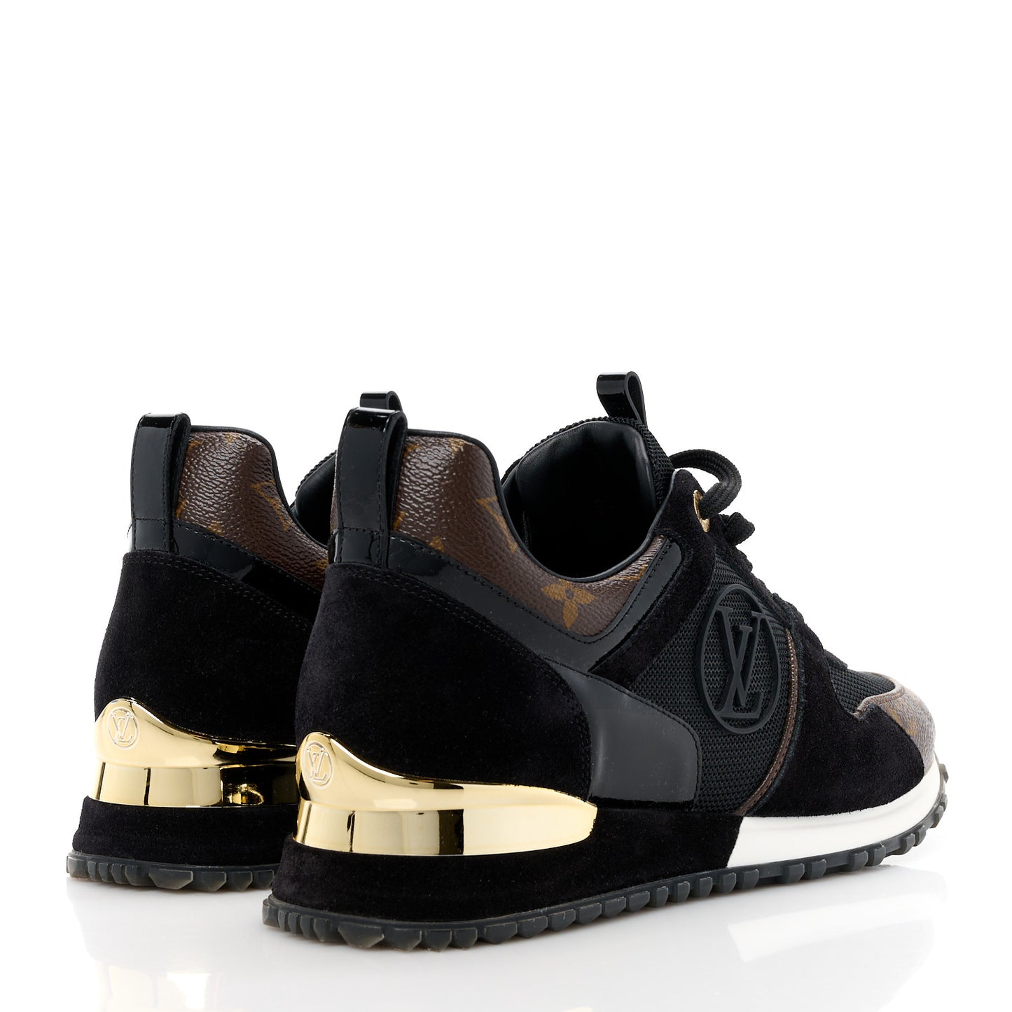 Suede Monogram Run Away Sneakers 38 Black