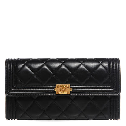 Chanel Lambskin Quilted Boy Flap Wallet Black 1 of 9