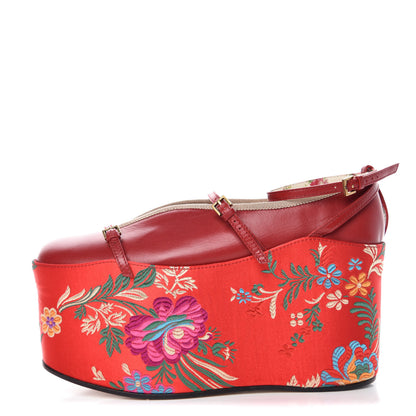 Gucci Malaga Kid Silk Hannelore Detachable Platform Slide 36 Hibiscus Red 1 of 16