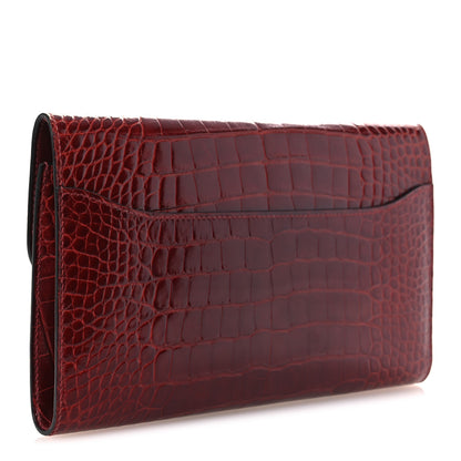 Hermes Shiny Alligator Constance Long Wallet Rouge Vif 3 of 10