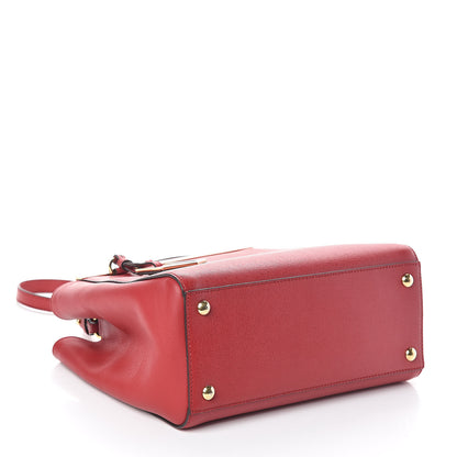 Fendi Vitello Elite Flamingo Petite 2Jours Tote Mattone 4 of 9