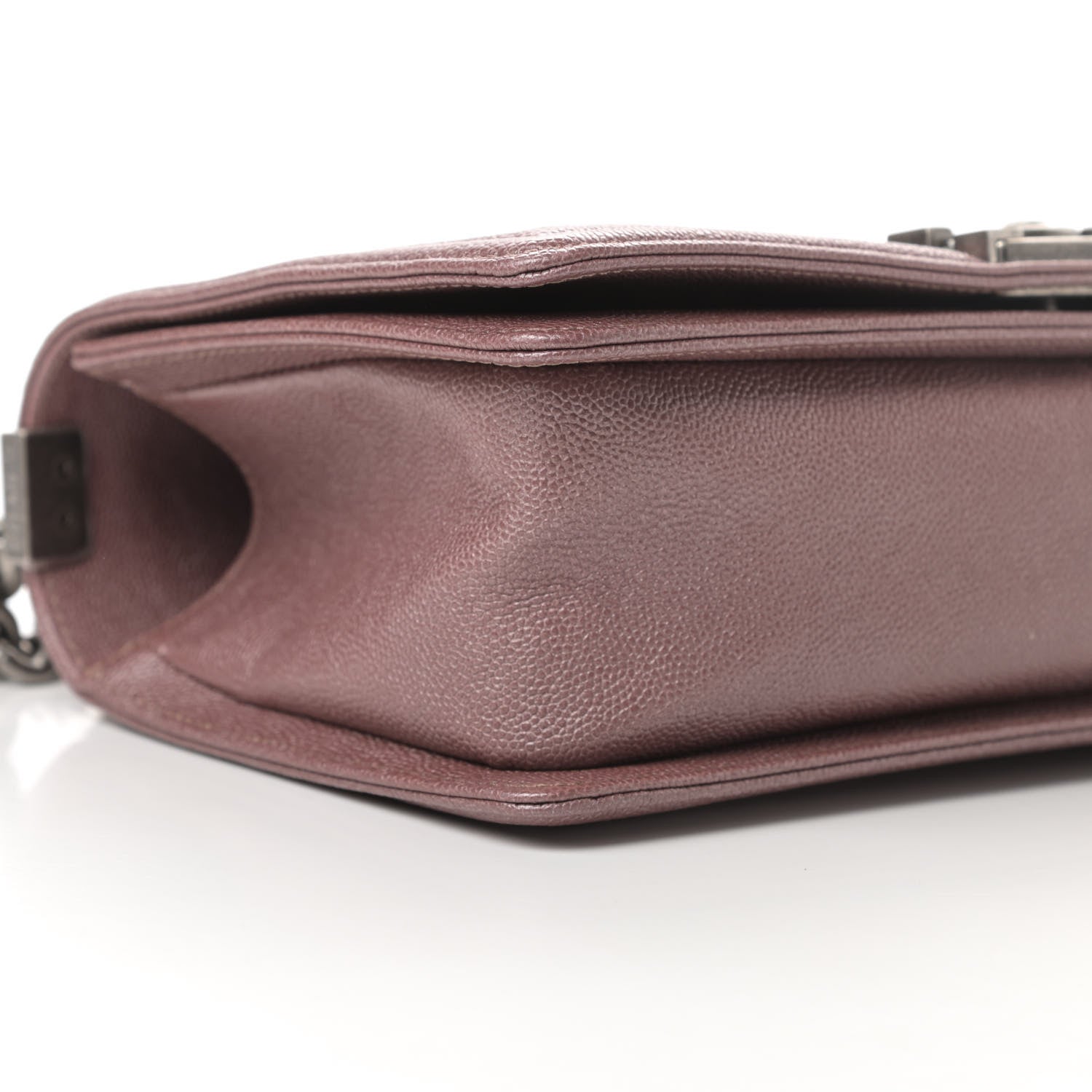 Chanel Metallic Caviar Chevron Quilted Medium Boy Flap Dark Pink 9 of 11