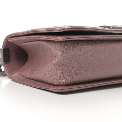 Chanel Metallic Caviar Chevron Quilted Medium Boy Flap Dark Pink 9 of 11