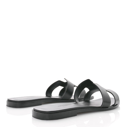 Hermes Box Calfskin Oran Sandals 41 Black 5 of 10