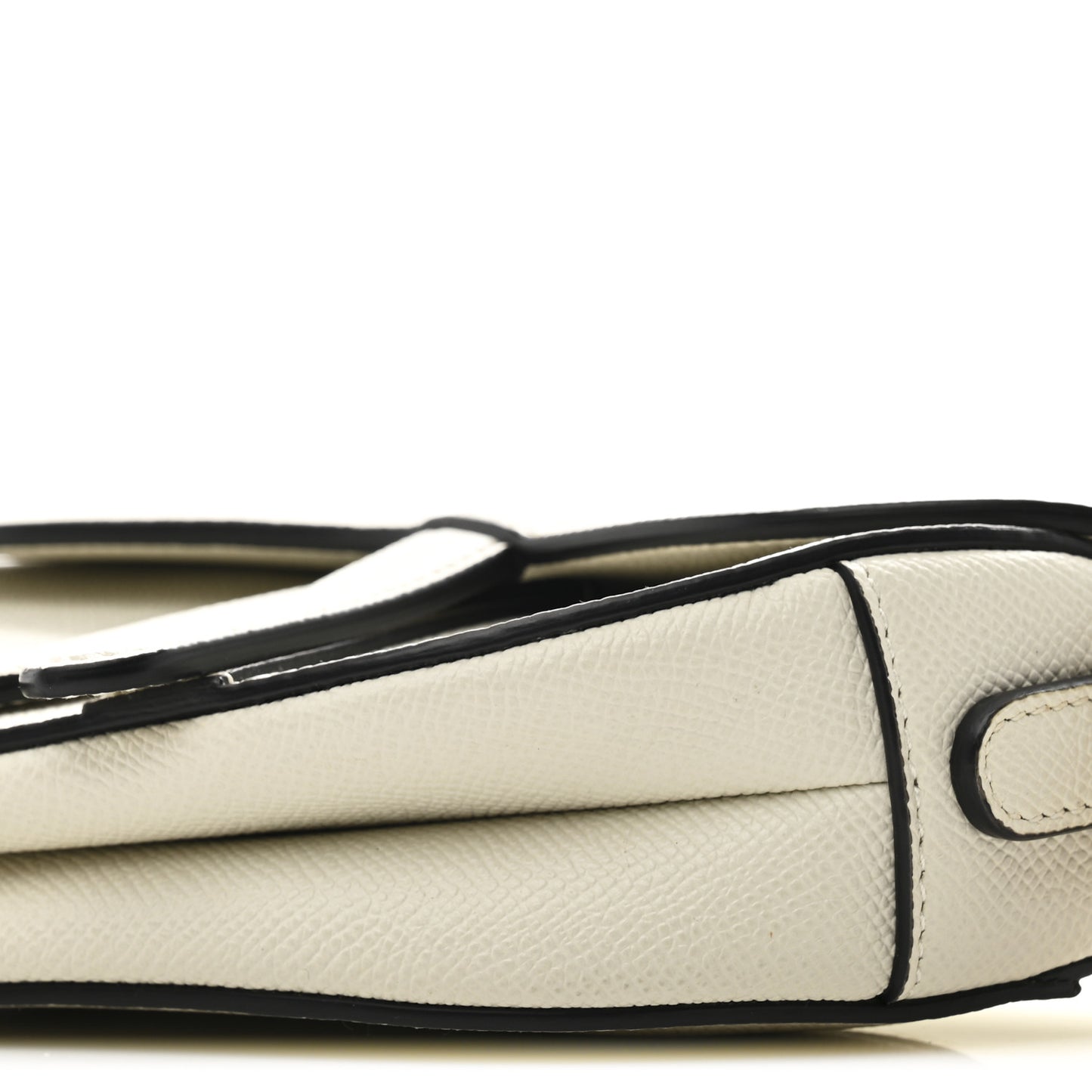 Grained Calfskin Mini Saddle Bag White