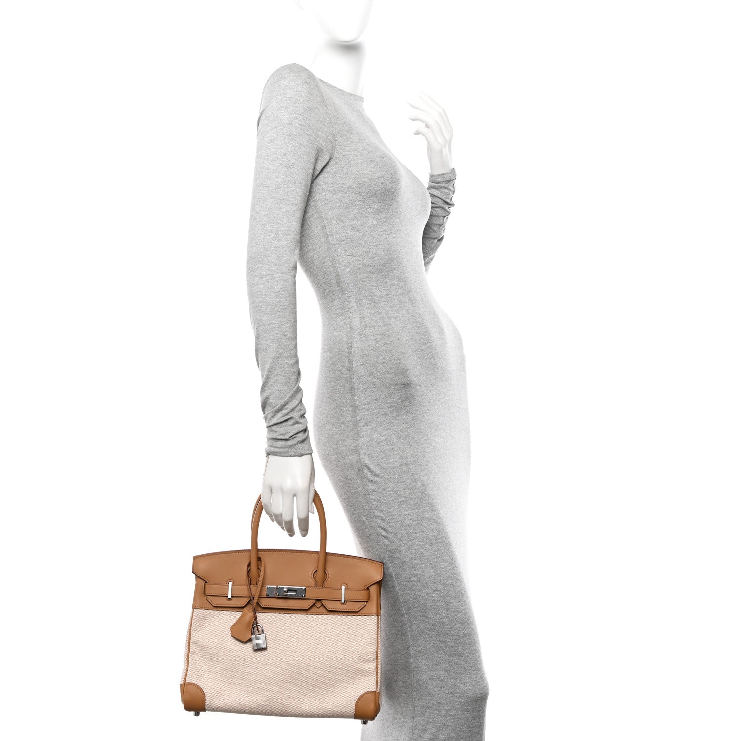 Hermes Toile H Swift Birkin 30 Ecru Bai Brun Biscuit 2 of 11