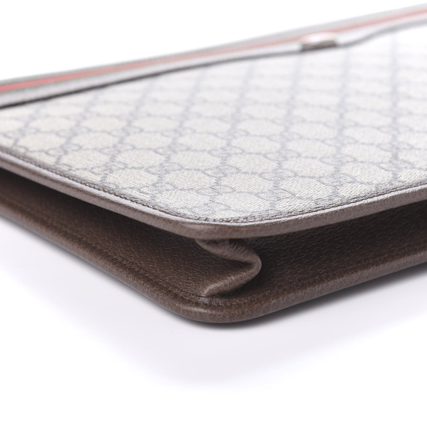 GG Supreme Monogram Textured Calfskin Web Ophidia Documents Holder Beige Ebony New Acero