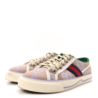 Gucci Monogram Jumbo GG Web Womens 1977 Tennis Sneakers 40.5 Beige Lapis Mystic White 4 of 8