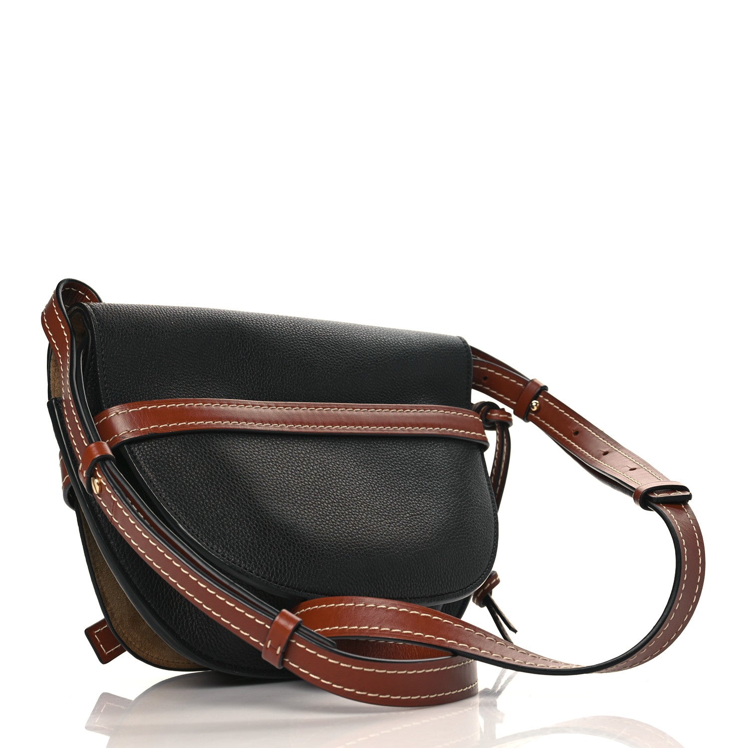 Loewe Grained Calfskin Small Gate Crossbody Bag Pecan Black 3 of 8