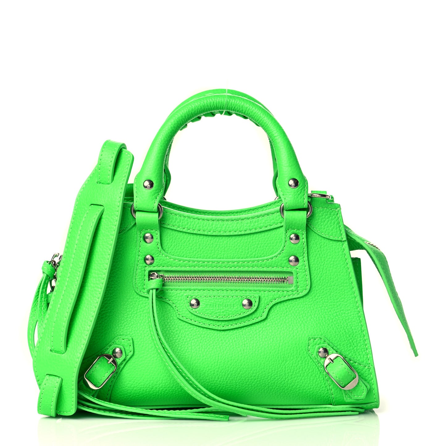 Grained Calfskin Neo Classic Silver Hardware Nano City Fluo Green