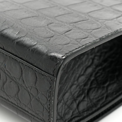 Saint Laurent Calfskin Crocodile Embossed Medium Classic Monogram Kate Tassel Satchel Black 16 of 17