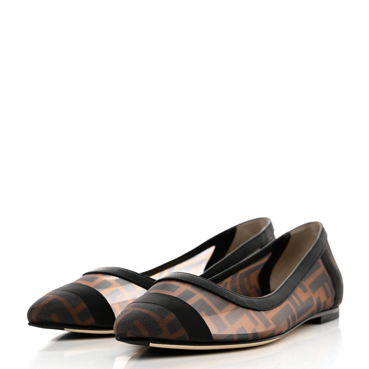 Mesh FF Skimmer Ballerina Flats 38 Tobacco Moro Black