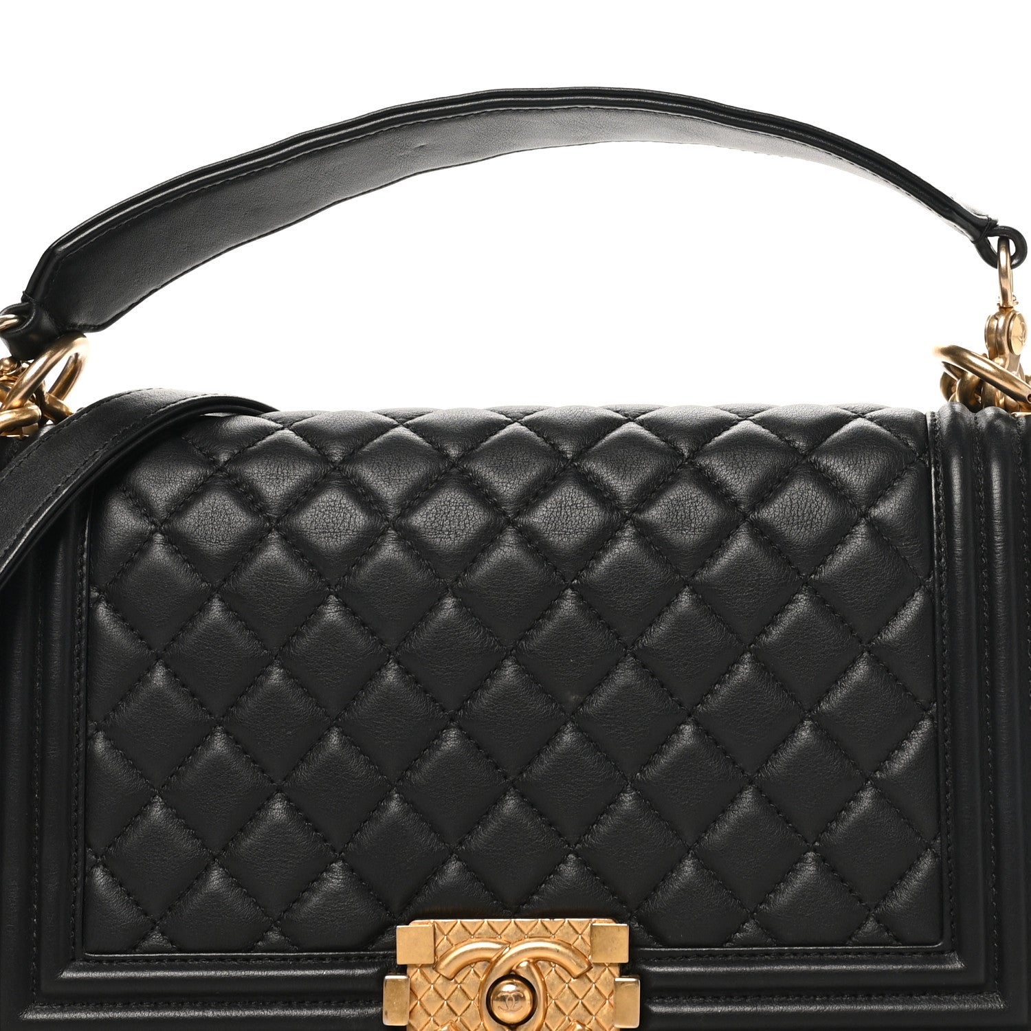 Chanel Calfskin Medium Boy Logo Top Handle Flap Black Black 8 of 10