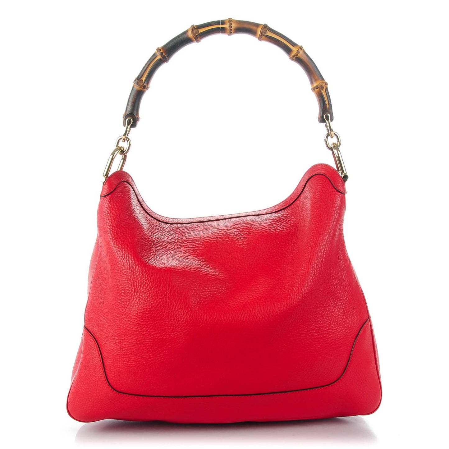 Pebbled Calfskin Medium Diana Bamboo Shoulder Bag Red