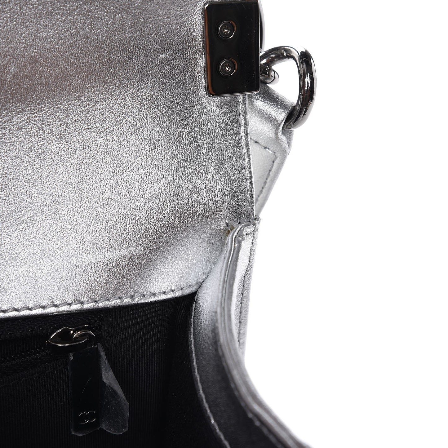 Metallic Patent Quilted New Medium Boy Flap Silver