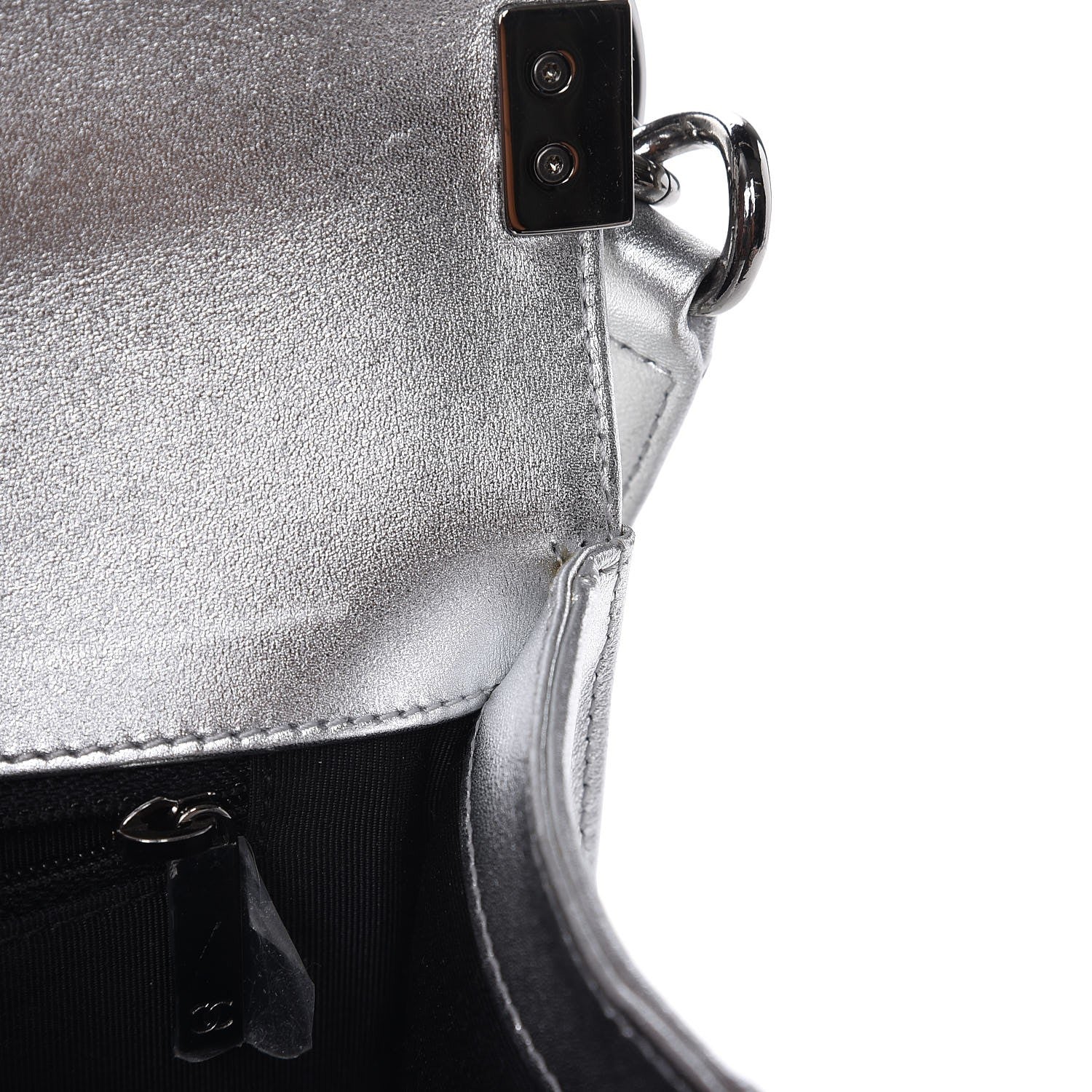 Chanel Metallic Patent Quilted New Medium Boy Flap Silver 8 of 12