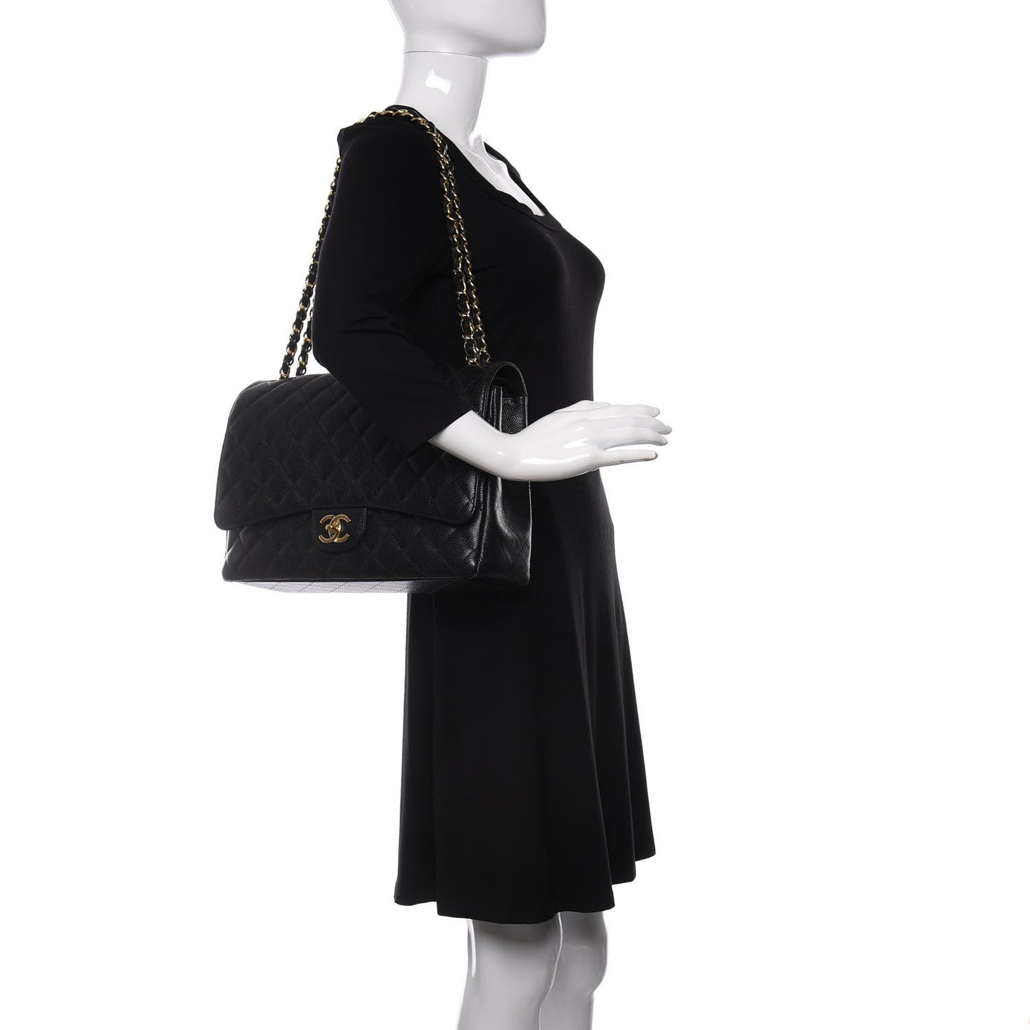 Caviar Quilted Maxi Double Flap Black